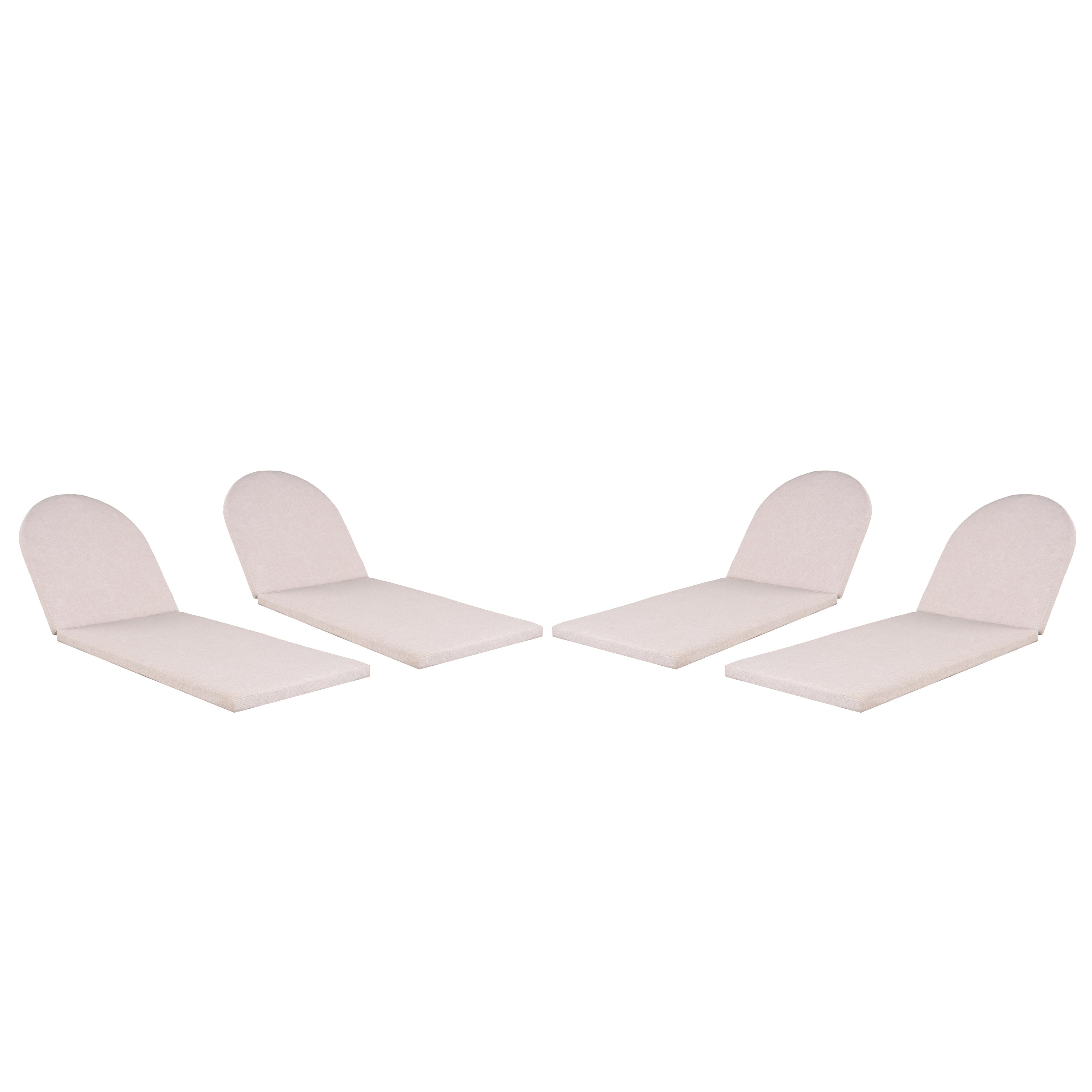 Outdoor Chaise Lounge Cushion Set of 4 - Waterproof Patio Cushion for Lawn Pool Beach - Beige Color