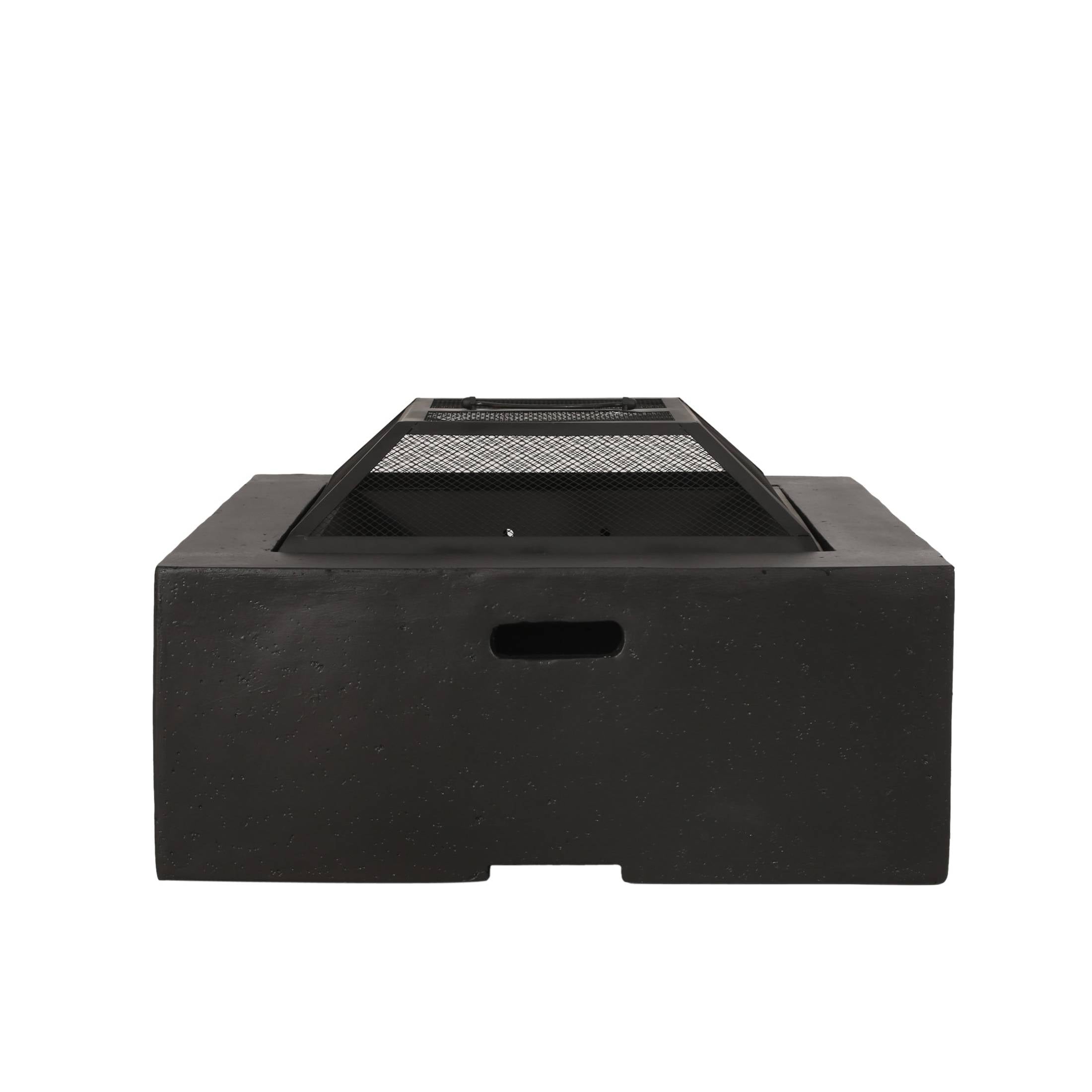 Outdoor 29' Square MgO Wood-Burning Fire Pit, Dark Gray