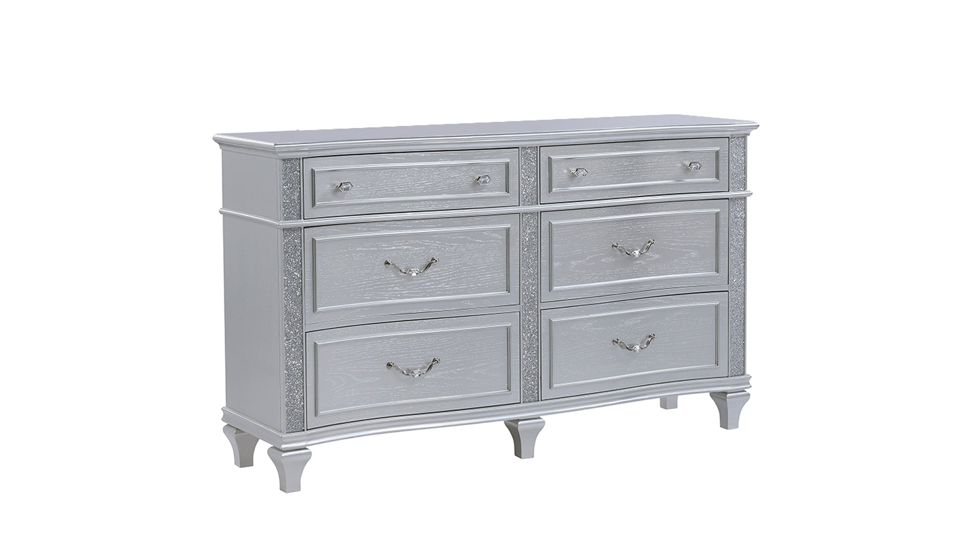 Mystic Contemporary Style 6-Drawer Dresser made with wood in Silver.(INCLUDES ONLY DRESSER)  same as B009P309547 (CA inventory)