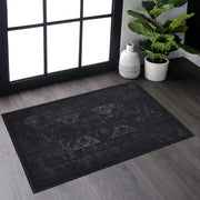 MAVAL Black Washable Rug 2' x 3' Doormat Rug (Black+Gray, 2' x 3')