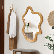 33.46' x 22.24' Irregular Shaped Wall Mirror with Natural Wood Frame