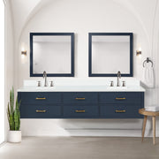 Blue Double Bath Vanity 84 in. W x 22 in. D, Cultured Marble Top, and Faucet Set