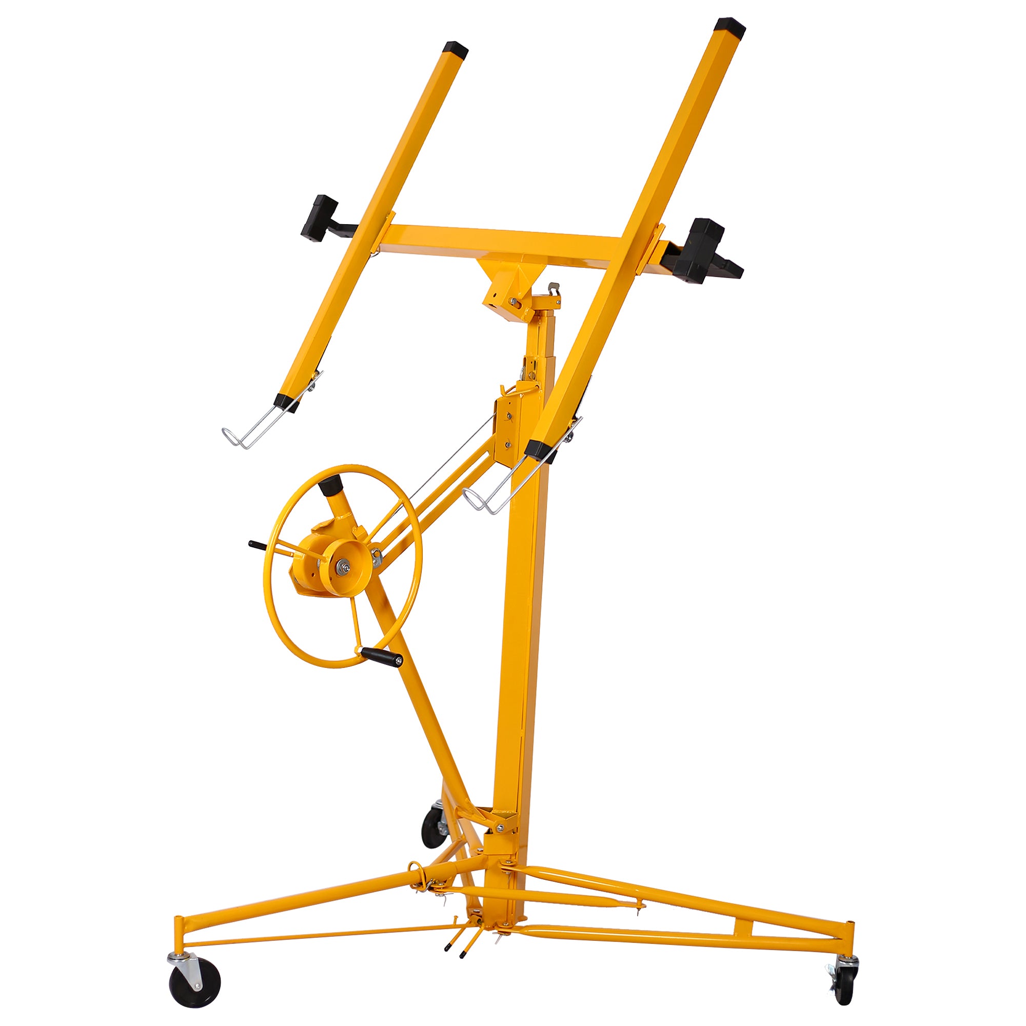 Heavy-Duty Drywall Lift Panel Hoist Jack Lifter with Adjustable Height and Safety Features, Yellow, Iron Construction