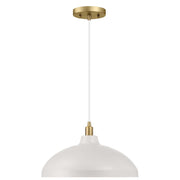 Astral Single Light Pendant Lamp with Gold Brass Finish for Entrance or Kitchen Island, White, Brass, 14.1'D x 8'H