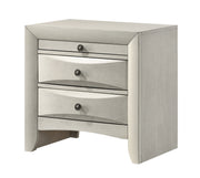 1pc Contemporary Neutral White Finish Curved Drawer Fronts Storage Drawers Nightstand Wooden