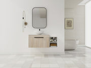 42 ' Modern Design Float Bathroom Vanity With Ceramic Art Sink, White Flat Stone Slab and Small Storage Shelves,  Soft Closed Door,KD-Package (TOP-BAB321MOWH)