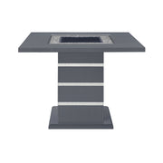 ARIYA Modern Dark Grey Bar Table with High Gloss Finish and Glass Inlay