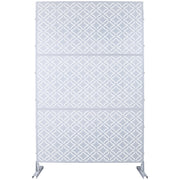 Outdoor & Indoor Privacy Screen Metal Privacy Screen 76' H×48' W, Freestanding Decorative Privacy Screen for Deck Balcony Patio, Privacy Fence Panels for Outside Lawn Garden PS107 WHITE
