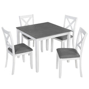 Modern 5-Piece Dining Table Set with 4 Chairs for Kitchen or Dining Room – Grey & White Two-Tone