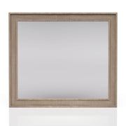 Classic Sand Colored Cane Mirror with Beveled Glass and Rubberwood Frame