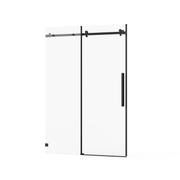 Goodyo Frameless 48' x 72' Sliding Shower Door, Tempered Glass, Matte Black Finish, Stainless Steel Hardware