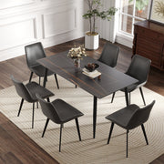62.99' Modern Artificial Stone Black Straight Edge Black Metal Leg Dining Table-Can Accommodate 6 People(Dining Table Only)