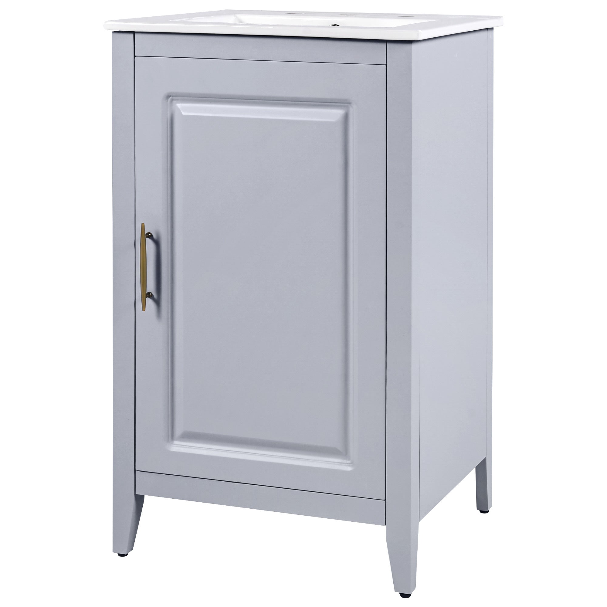 Modern Grey 20.3' Bathroom Vanity with Sink and Functional Storage, Acacia Wood & MDF