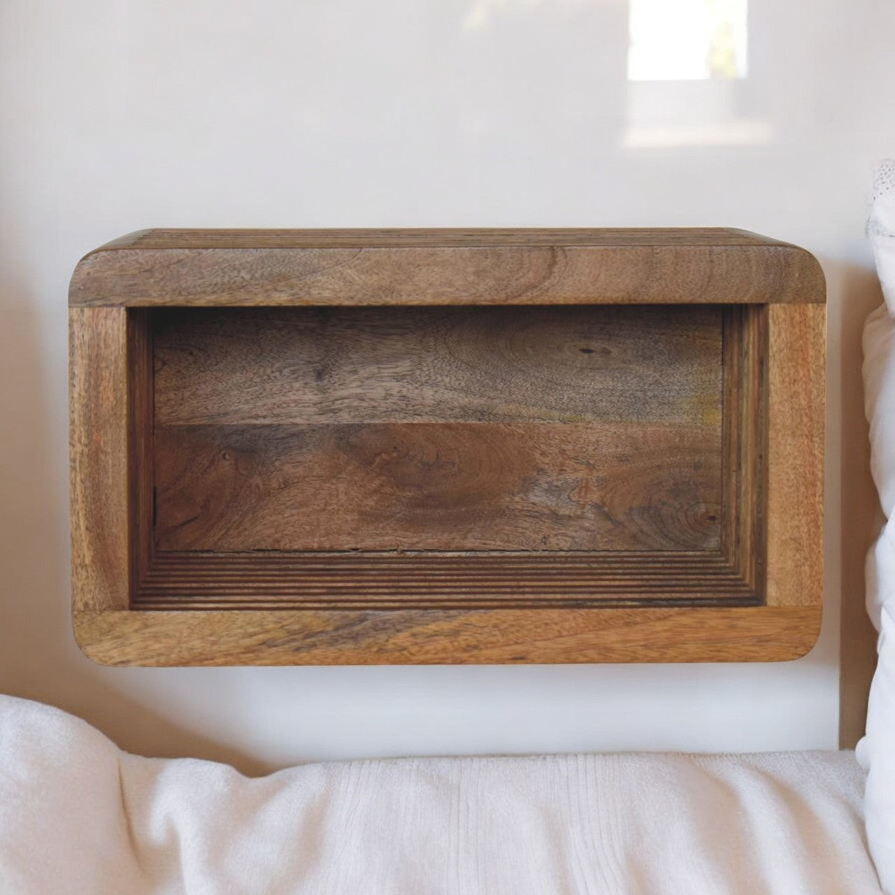 Soba Wall-Mounted Bedside, Open Storage, Brown