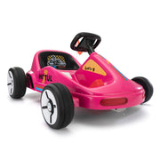 12V Kids Ride On Go Kart, Electric 4-Wheeler Car with Remote Control, Cushioned Seat, LED Lights, MP3 Music, Bluetooth, Pedal Control, Battery Powered Vehicle for 3-8 Years Old, Rose Red