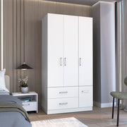 Sebree 71' High Armoire Wardrove Closet with 2 Drawers, Four Doors , Three Cabinet , Six Shelves and Hanging Rod, Bedroom Clothes Storage Cabinet Organizer