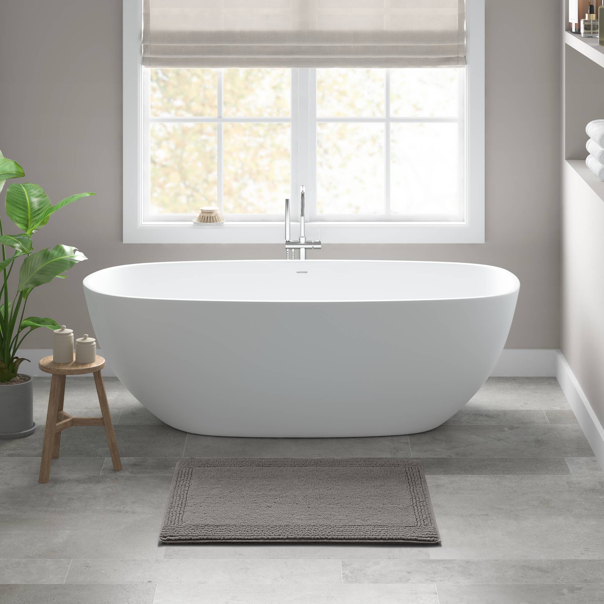 1 PCS 20x30' 100% Cotton Tufted 3000 GSM Reversible Bath Rug Charcoal