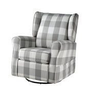 Grey and White Rolled Arm Swivel Chair with Glider
