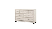 Sophia Modern Style Crystal Tufted Upholstery 7-Drawer Dresser finished with Velvet Fabric made with Wood in Cream same as G150108590 (MIRROR NOT INCLUDED) (NJ inventory)