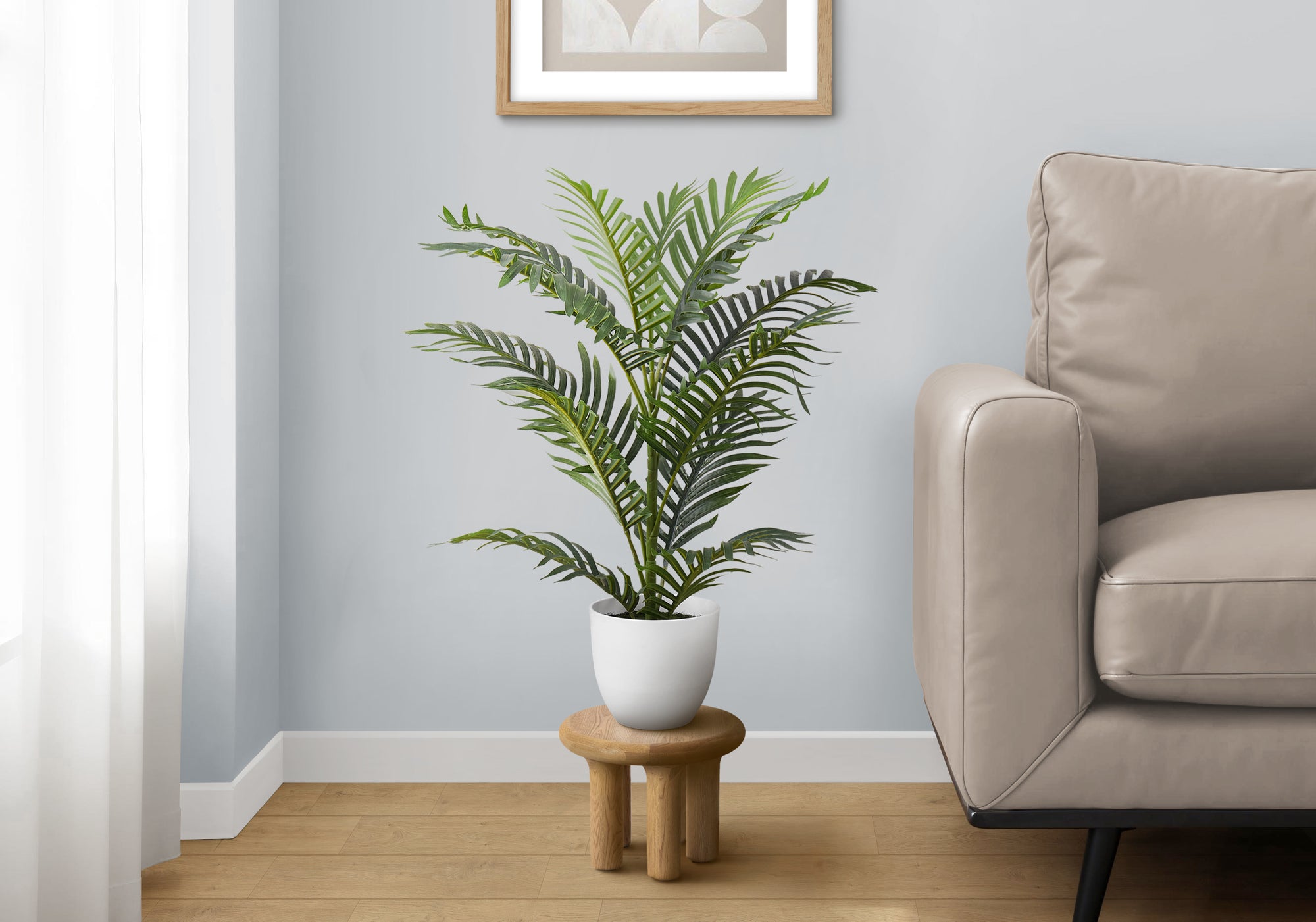 Artificial Plant, 28' Tall, Palm Tree, Indoor, Faux, Fake, Floor, Greenery, Potted, Real Touch, Decorative, Green Leaves, White Pot