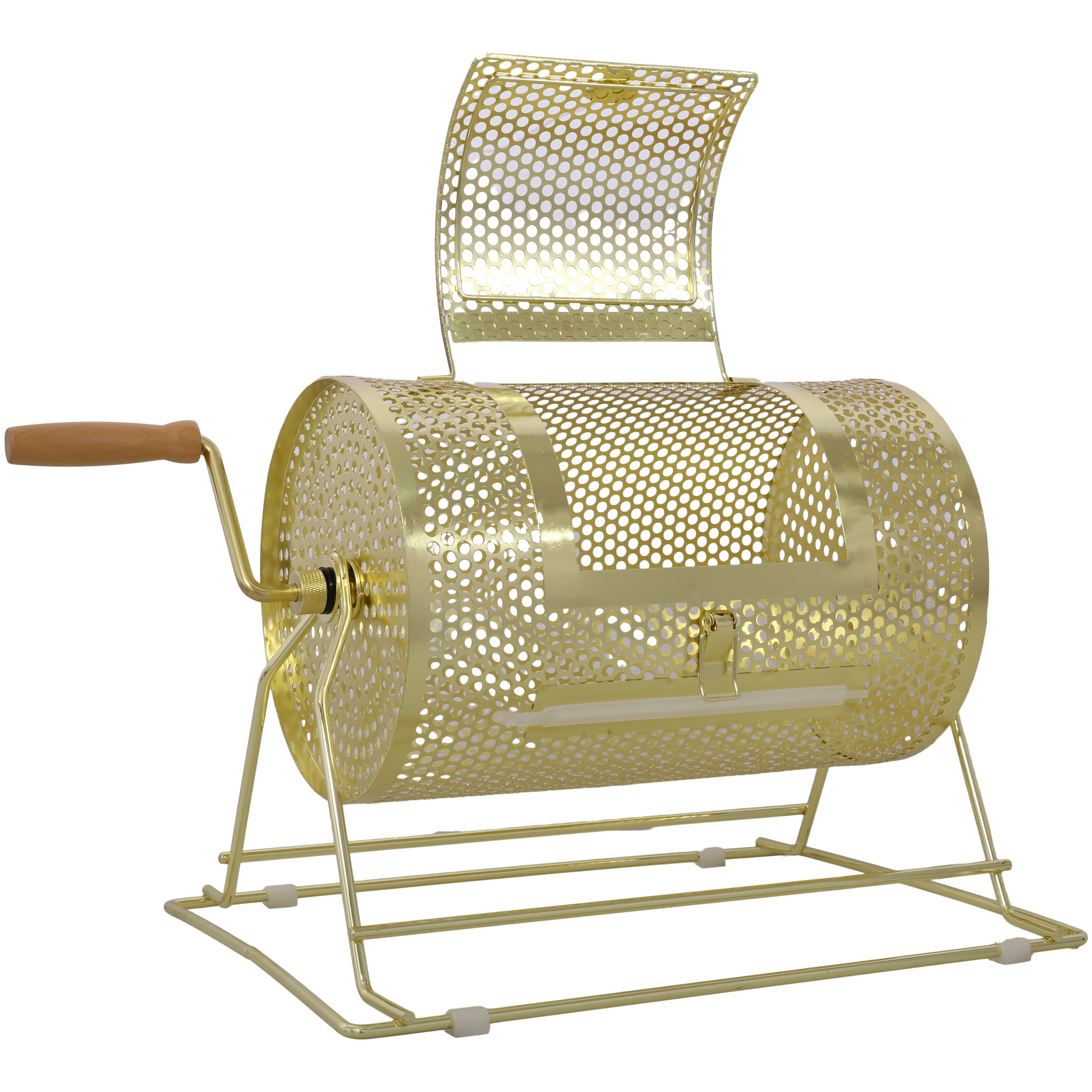 Raffle Ticket Spinner - 12 x 8 Raffle Drum Lottery Spinning Drawing, Brass Plated Raffle Tickets Roll Box with Wooden Turning Handle Holds 2500 Tickets or 100 Ping Pong Balls for Events