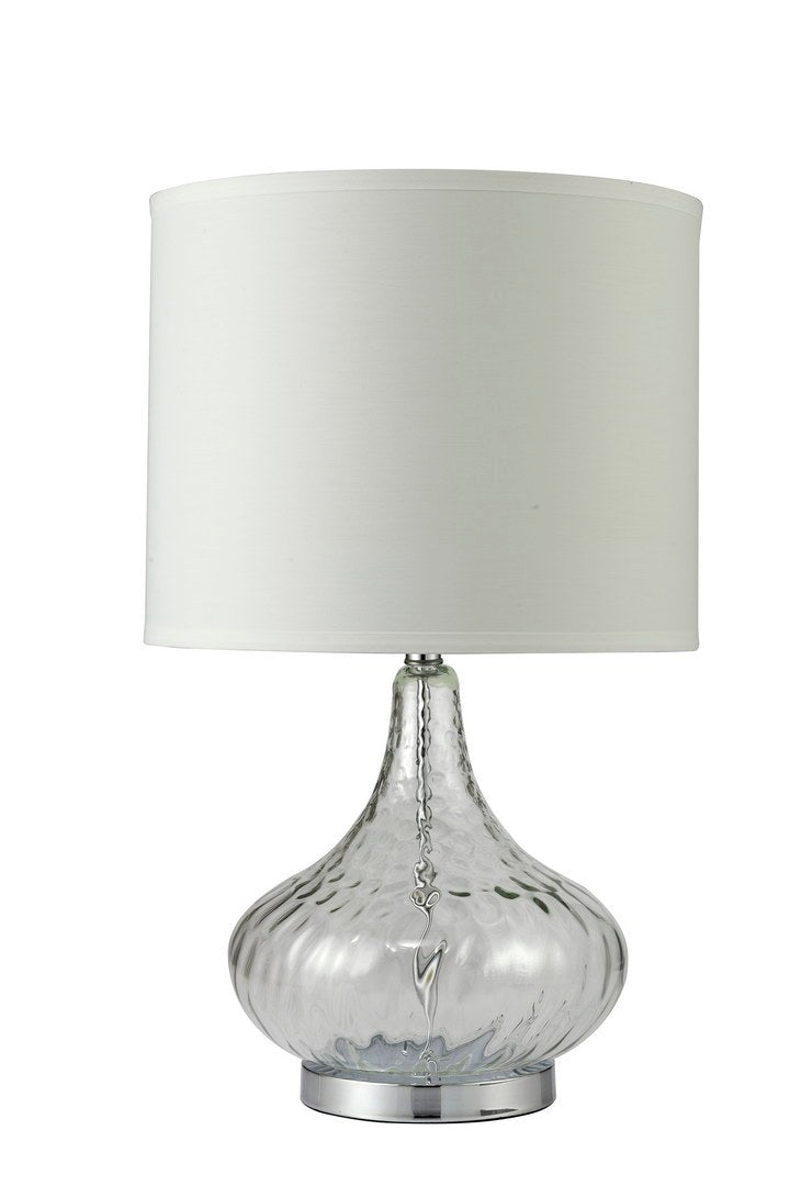 24.5' Tall Glass Table Lamp' Leann', Clear Glass and Chrome Silver