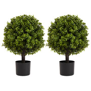 22in Boxwood Ball Shaped Artificial Topiary Shrubs Tree in Pot for Home and Garden Decoration 2pcs/set