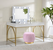 Lightmane White High Gloss & Gold Finish Vanity Desk