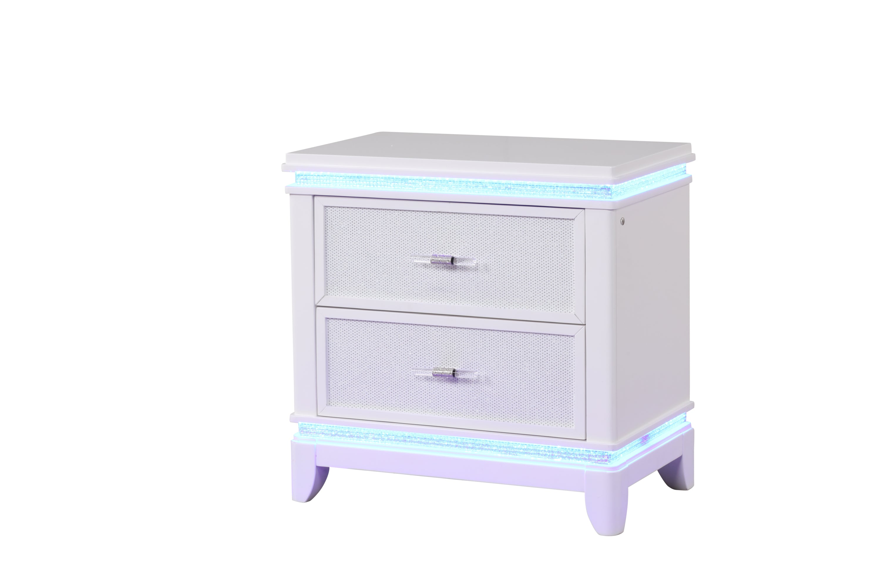 Opium Modern Style 2-Drawer Nightstand with Mirror-Embellished Front and LED Enhancement in White same as B009127711 (CA inventory)