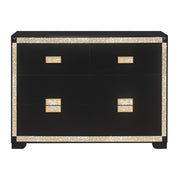 LIVELY Black/Gold Dresser with Glitter Detail and Thick Bar Handle Hardware