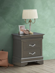 Sleek Metallic Black Nightstand With Drawers