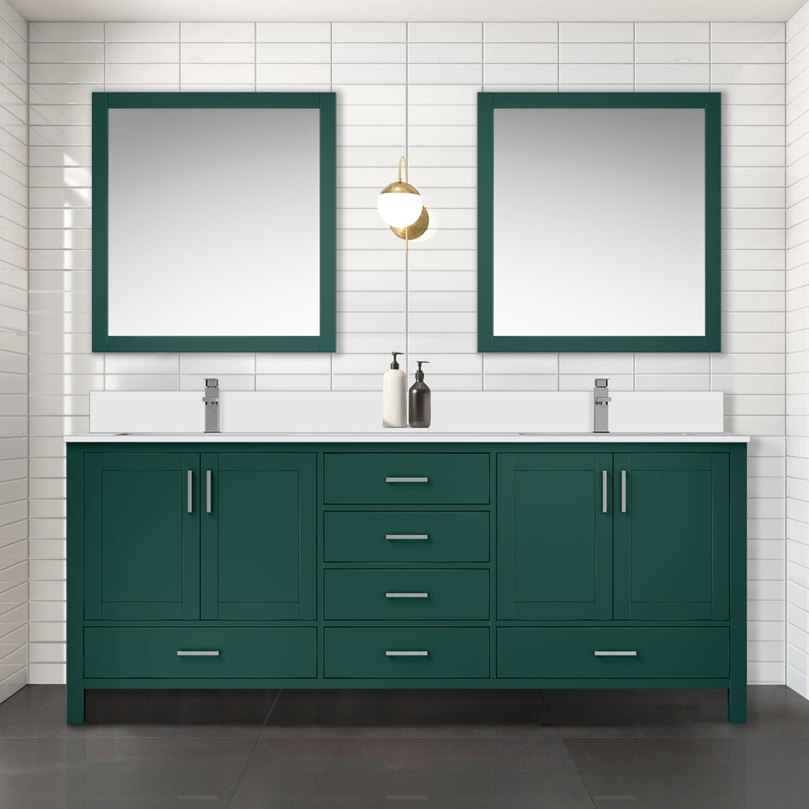 Green Double Bath Vanity 80 in. W x 22 in. D, with Cultured Marble Top