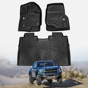 TPE All Weather Floor Mats Fit for Ford F150 2015-2025 (without fold flat storage) Waterproof Floor Liner for F150 Accessories 1st Floor Mats & 2-in-1 Rear Floor Mat - 3 PCS