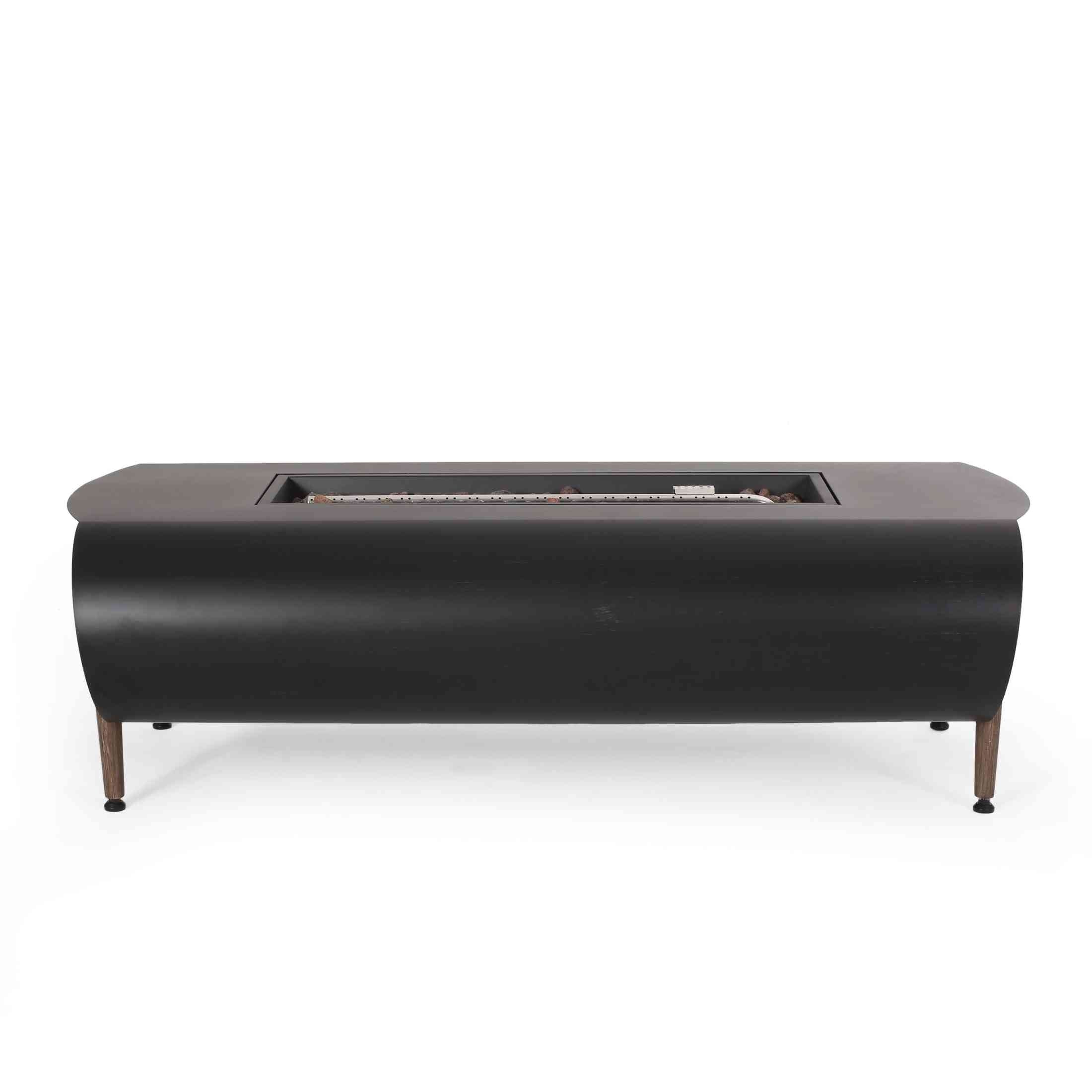 Vernon Rectangle Fire Pit 50,000 BTU Dark Gray Iron 50x25.5x15.25 Inches