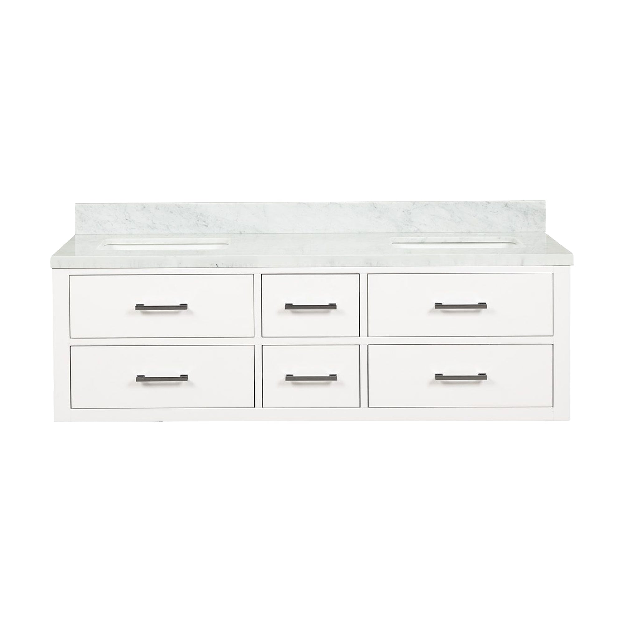 White Double Bath Vanity 60 in. W x 22 in. D, with Carrara Marble Top