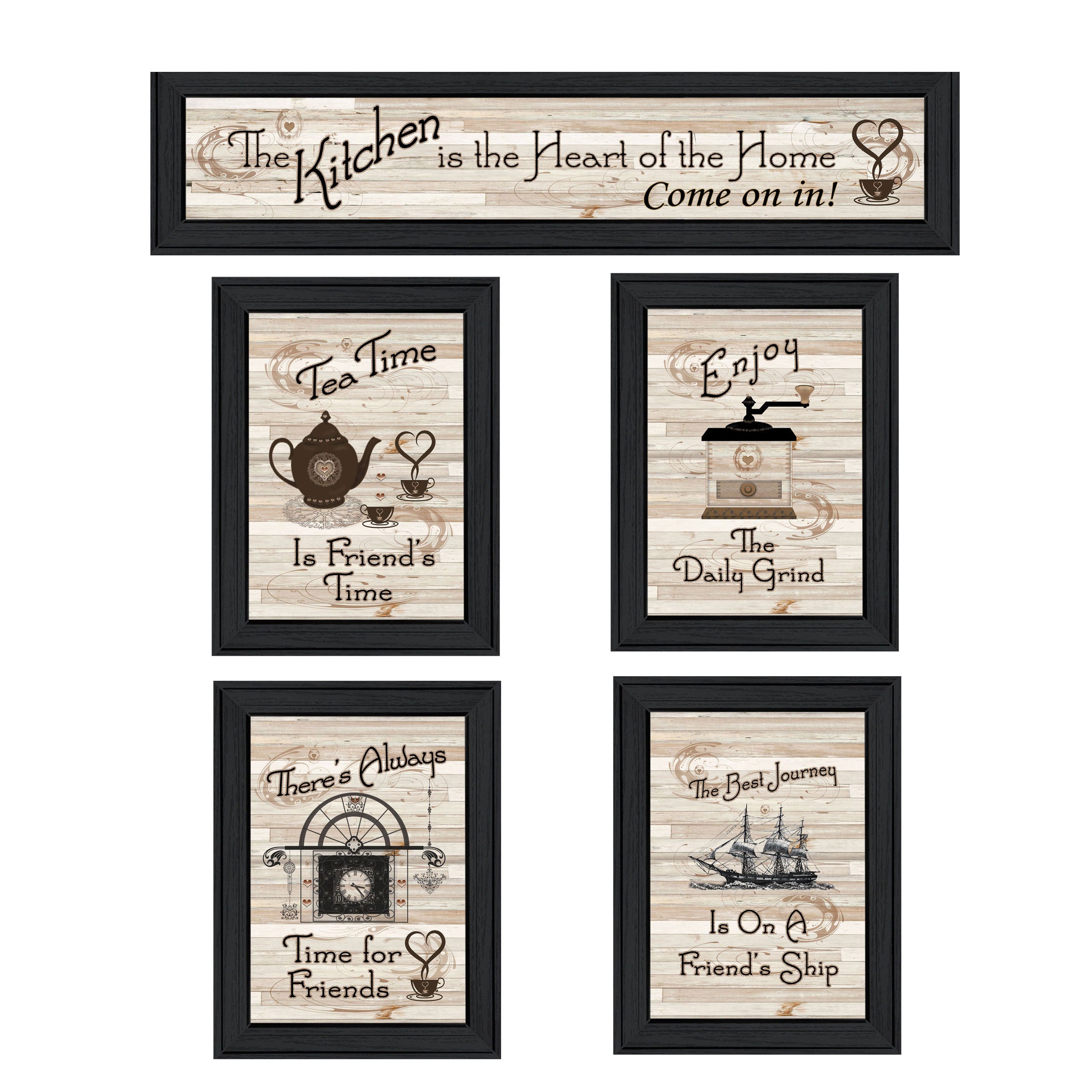 'Kitchen Friendship Collection II' 5-Piece Vignette by Millwork Engineering, Black Frame