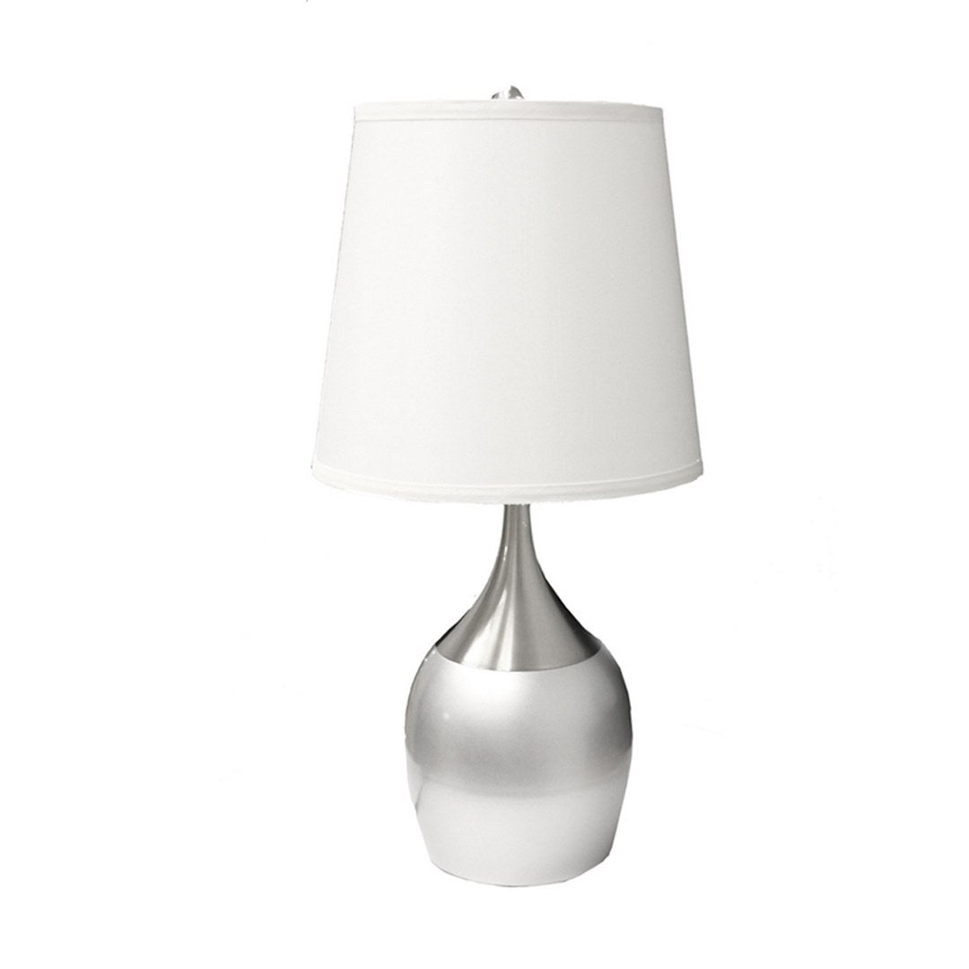 24' Tall Metal Touch Table Lamp with Silver finish, White Shade