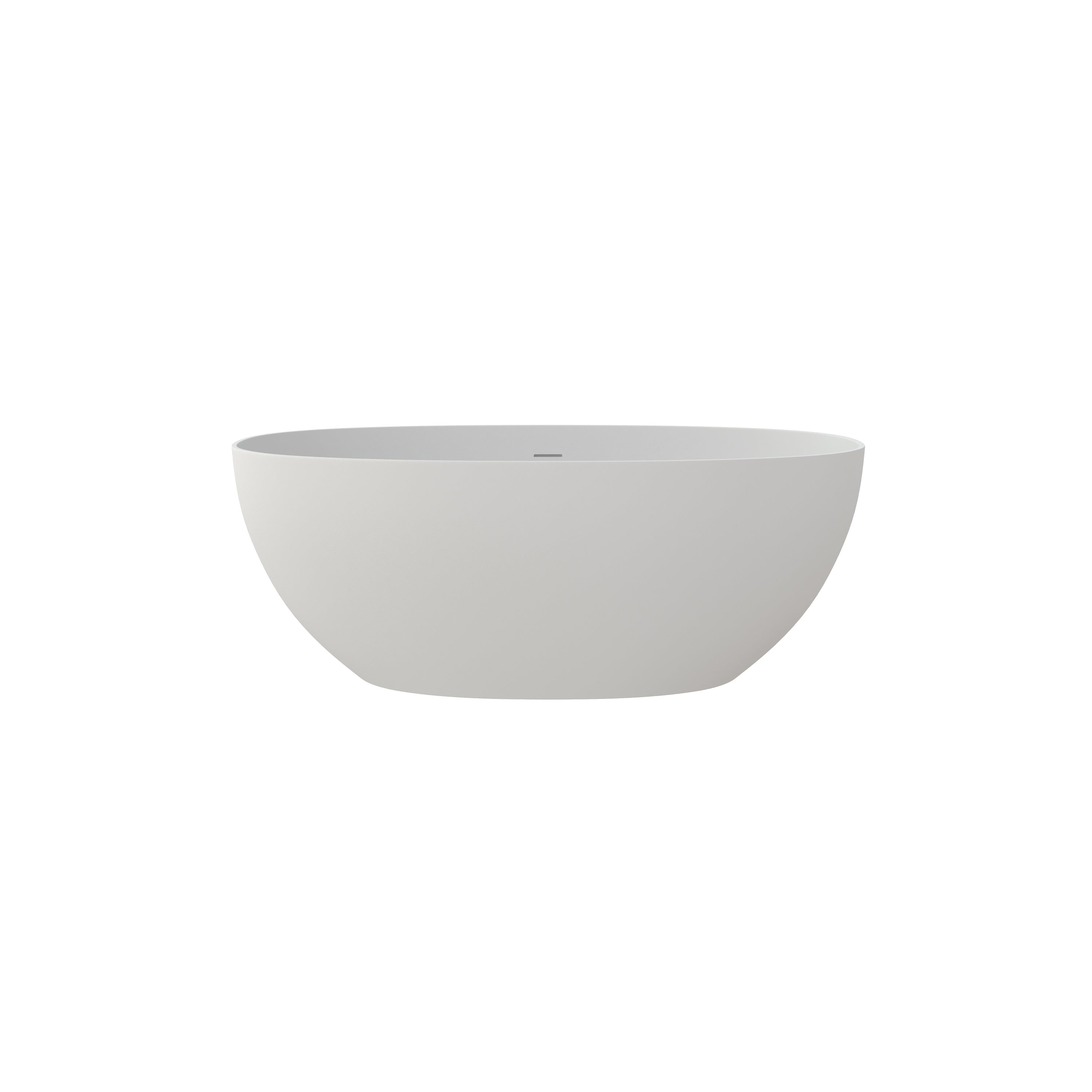 59 Inch Solid Surface Soaking Bathtub - Deep Soak Freestanding Tub