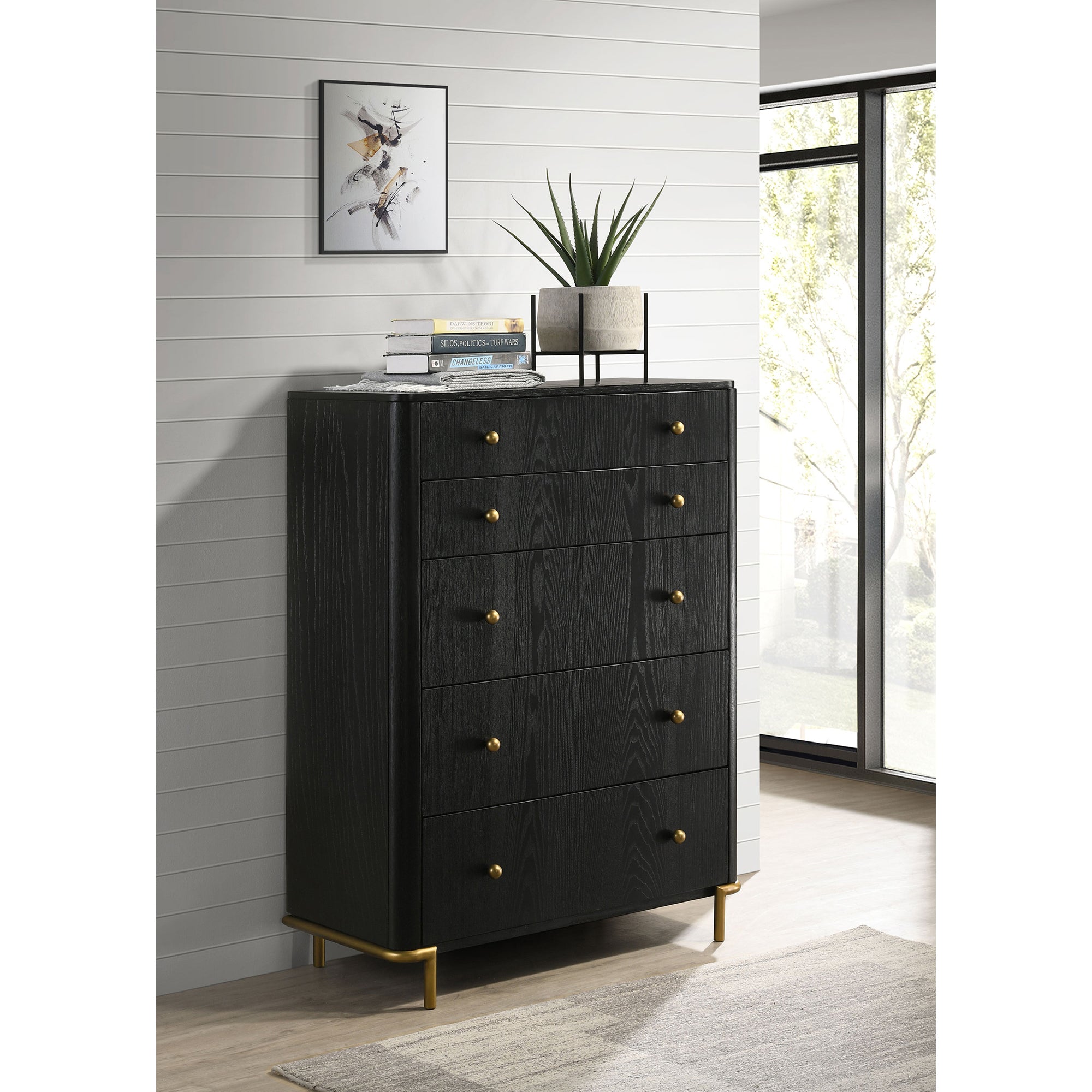 Anser Black 5-drawer Chest
