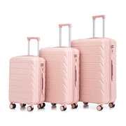 Set 3PCs 20'/24'/28' ABS Spinner Wheel Luggage, Matching Color, with Combination Lock - Pink