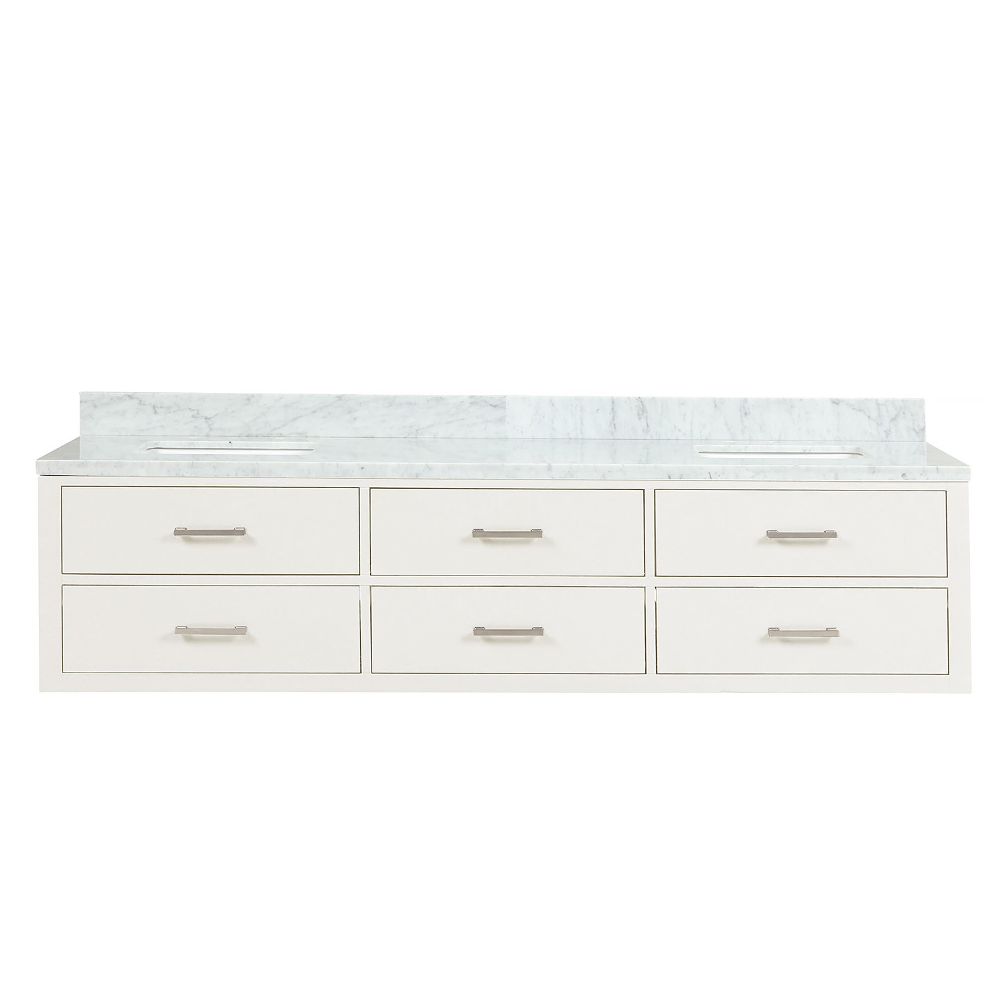 White Double Bath Vanity 80 in. W x 22 in. D, with Carrara Marble Top