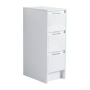 12' Freestanding Bathroom Storage Cabinet, 3-Soft Close Drawer, Glossy White,(KD-Packing)