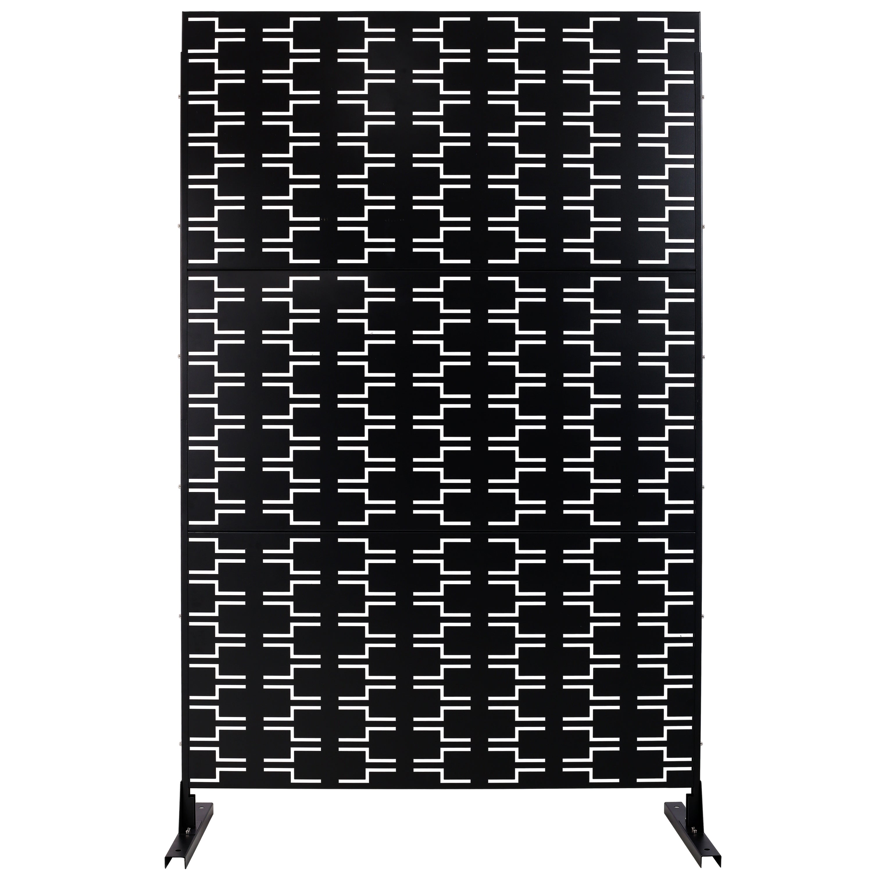 Outdoor & Indoor Privacy Screen Metal Privacy Screen 76' H×48' W, Freestanding Decorative Privacy Screen for Deck Balcony Patio, Privacy Fence Panels for Outside Lawn Garden PS112 BLACK