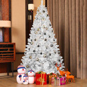 9ft White Christmas Tree with Memory Wire, 1910 Tips Hinged Artificial PVC Tree, Easy Assembly Holiday Xmas Tree for Indoor Decor (Ornaments Not Included)