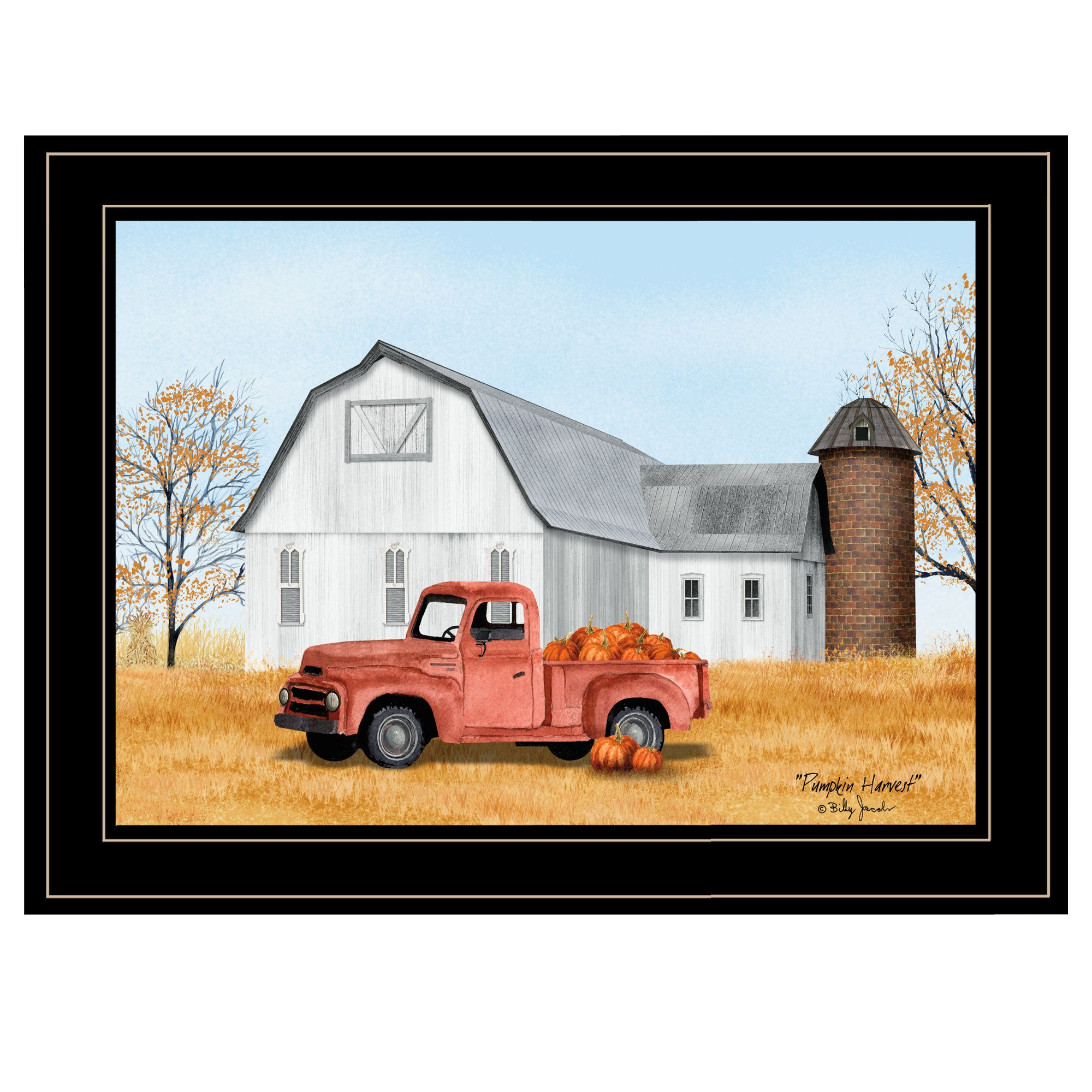 'Pumpkin Harvest' by Billy Jacobs, Ready to Hang Framed Print, Black Frame