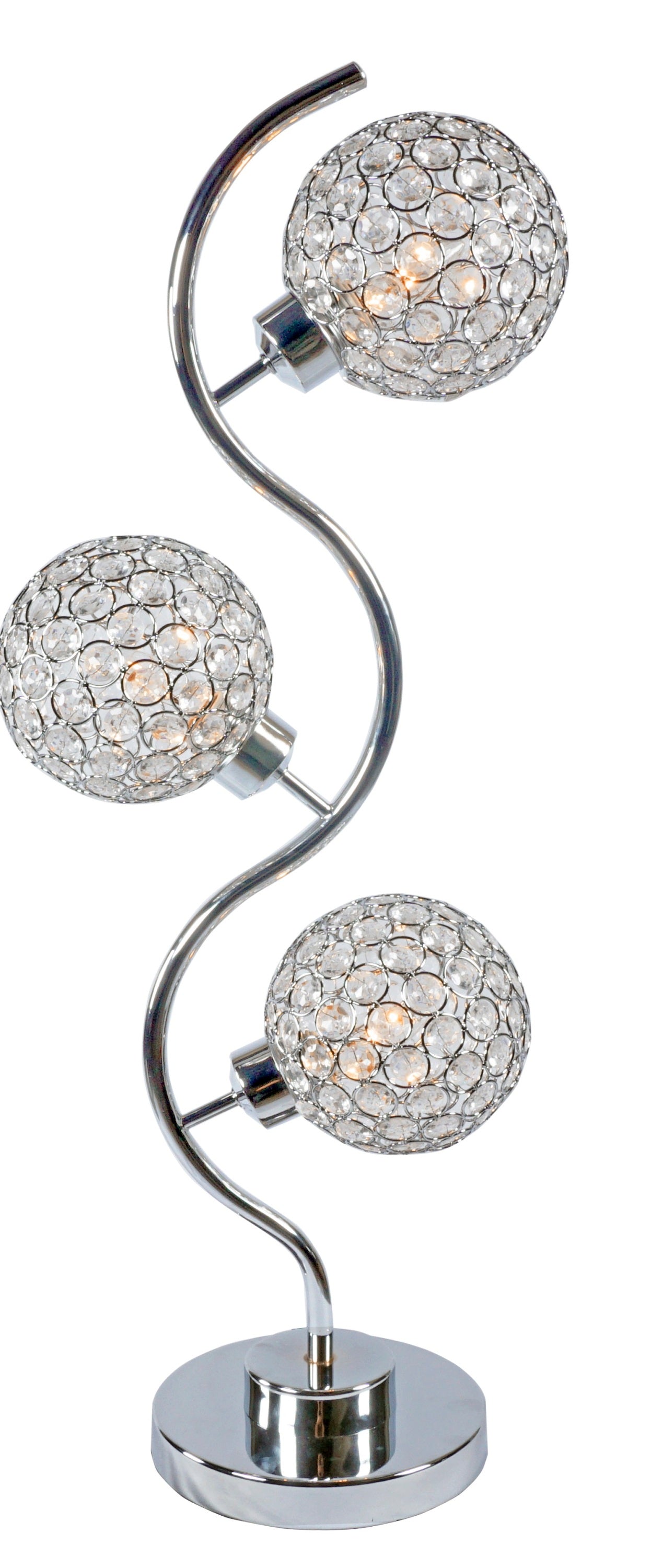 Elegant Crystal Globe Table Lamp – Triple Light Design