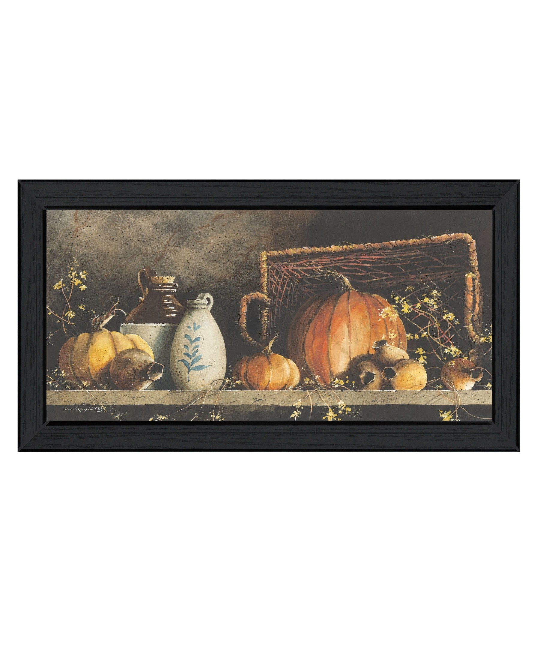 'Pumpkin & Pods' by Artisan John Rossini, Ready to Hang Framed Print, Black Frame