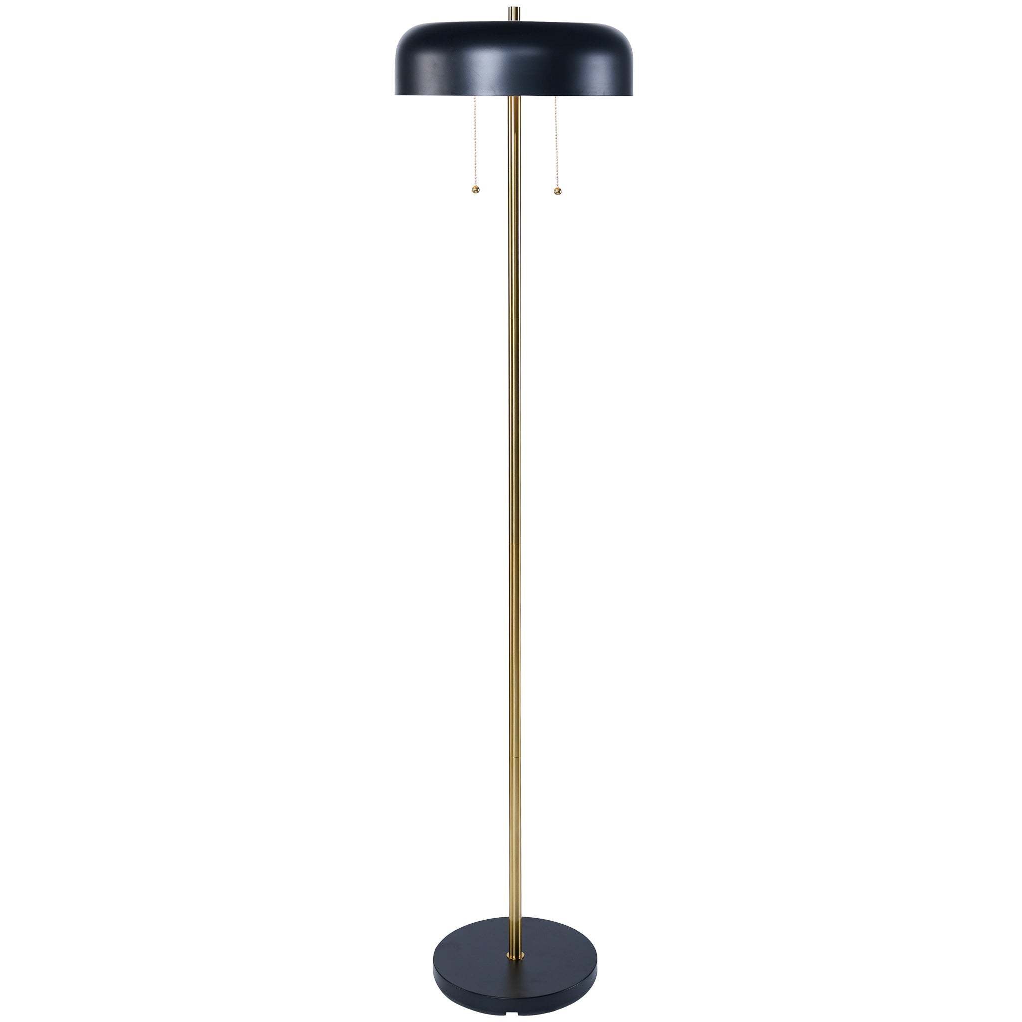 Vesper Modern Floor Lamp Black Metal Shade with White Inner for Living Room, Bedroom & Office