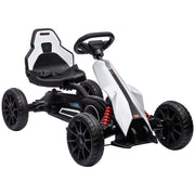 Aosom Kids Pedal Go Kart, Outdoor Ride on Toy with Adjustable Seat, Swing Axle, Handbrake, 4 Non-Slip EVA Wheels for Boys and Girls Aged 3-8 Years Old, White