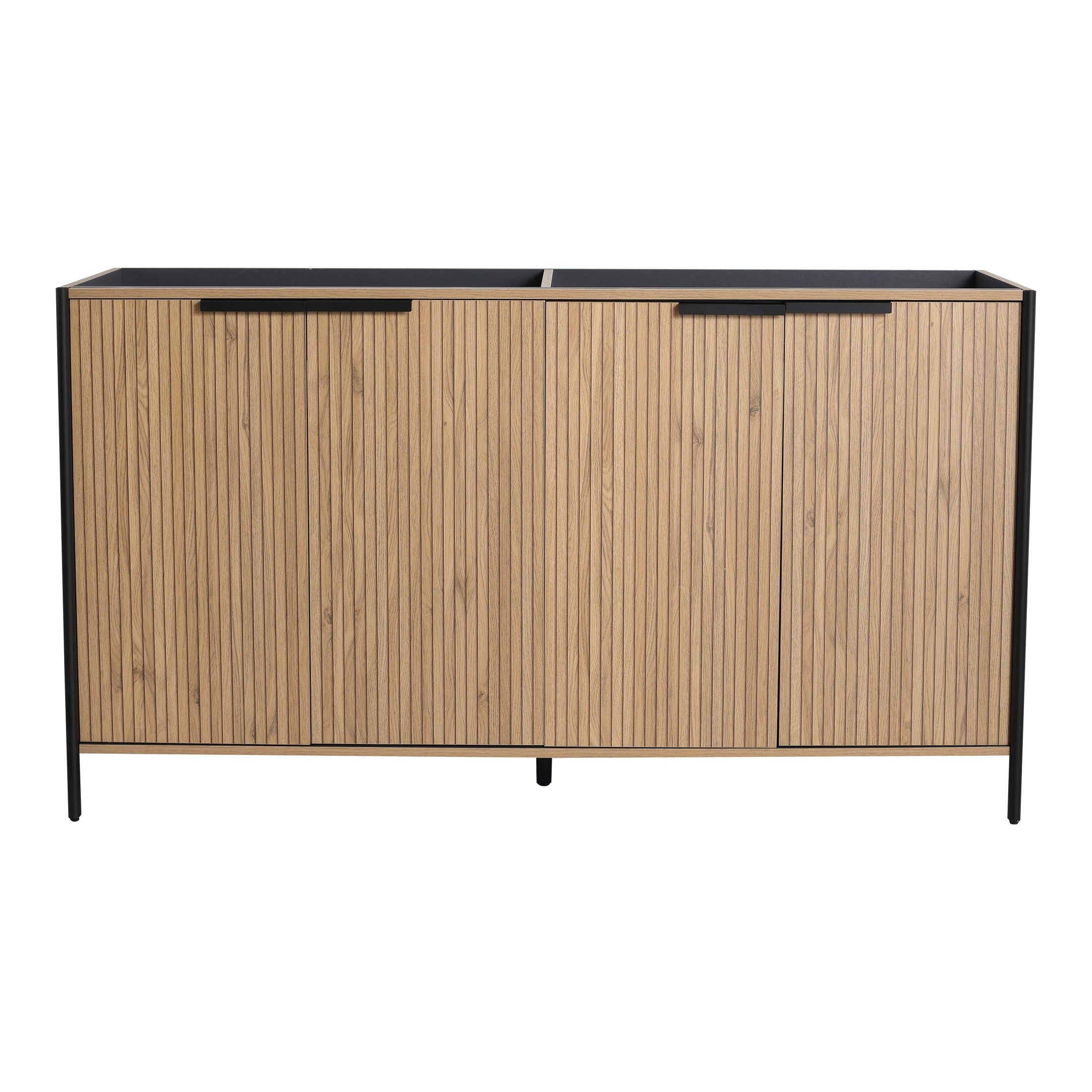 Modern Style 60' Freestanding Bathroom Vanity with Adjustable Shelves in Light Coffee Plywood